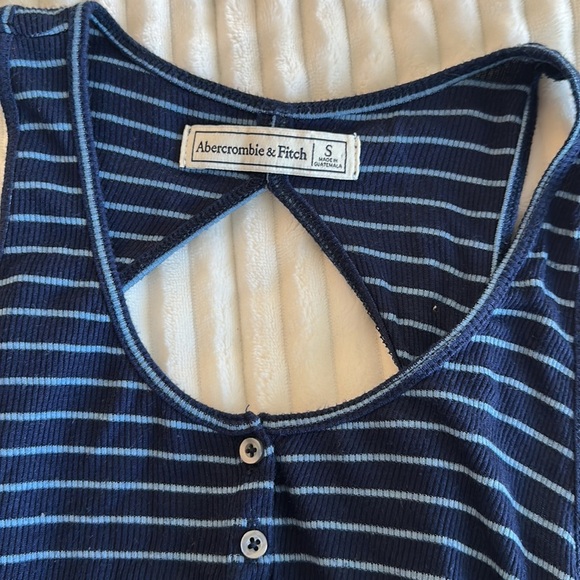 Abercrombie and fitch blue navy striped sleeveless swing dress open back small - Picture 3 of 3